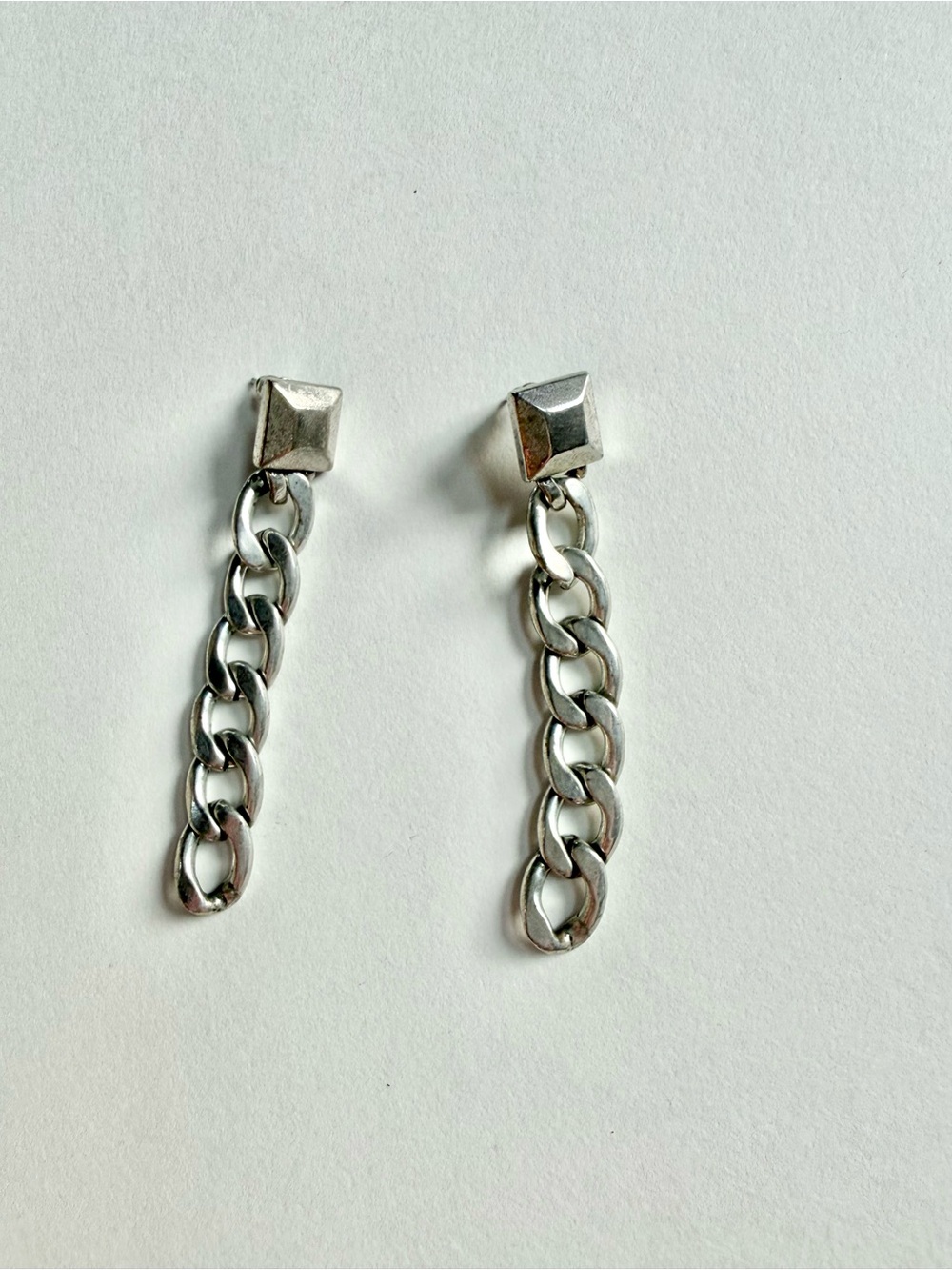 Silver Chain Link Drop Earrings